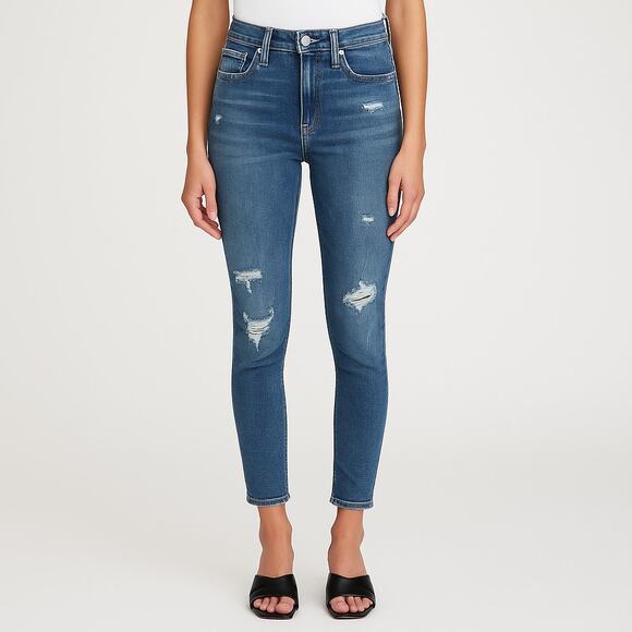 AGOLDE Sophie Skinny Distressed High Rise Medium Wash Jeans Blue 26 - Picture 1 of 10